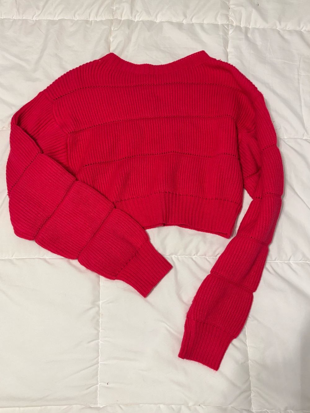 SHEIN hot pink cropped thin Rib Sweater